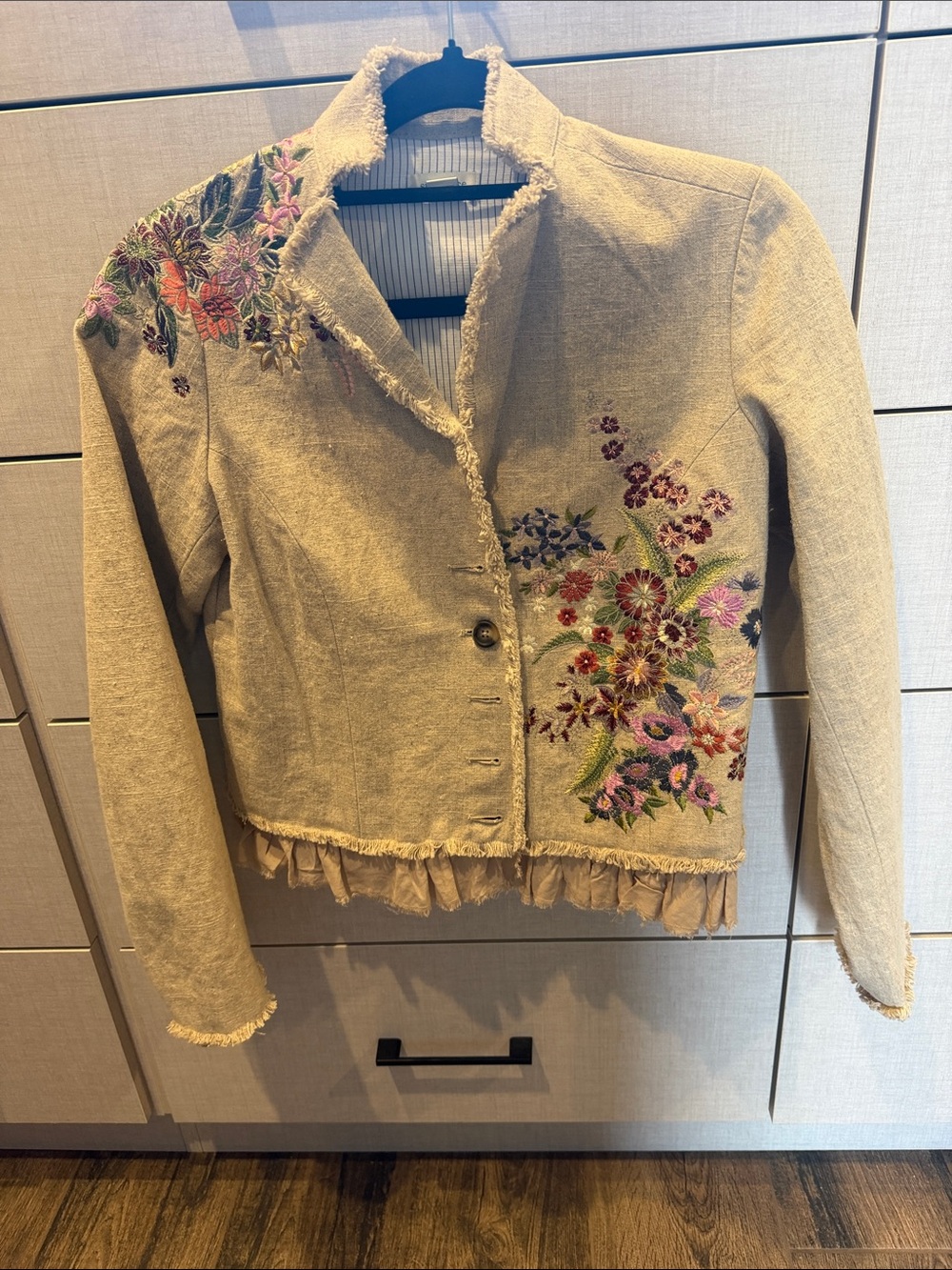 Sundance Beige Embroidered Floral Blazer